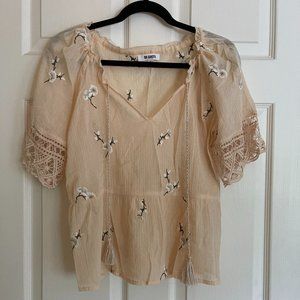 BB Dakota Small Pink Sheer Pattern Summer Blouse